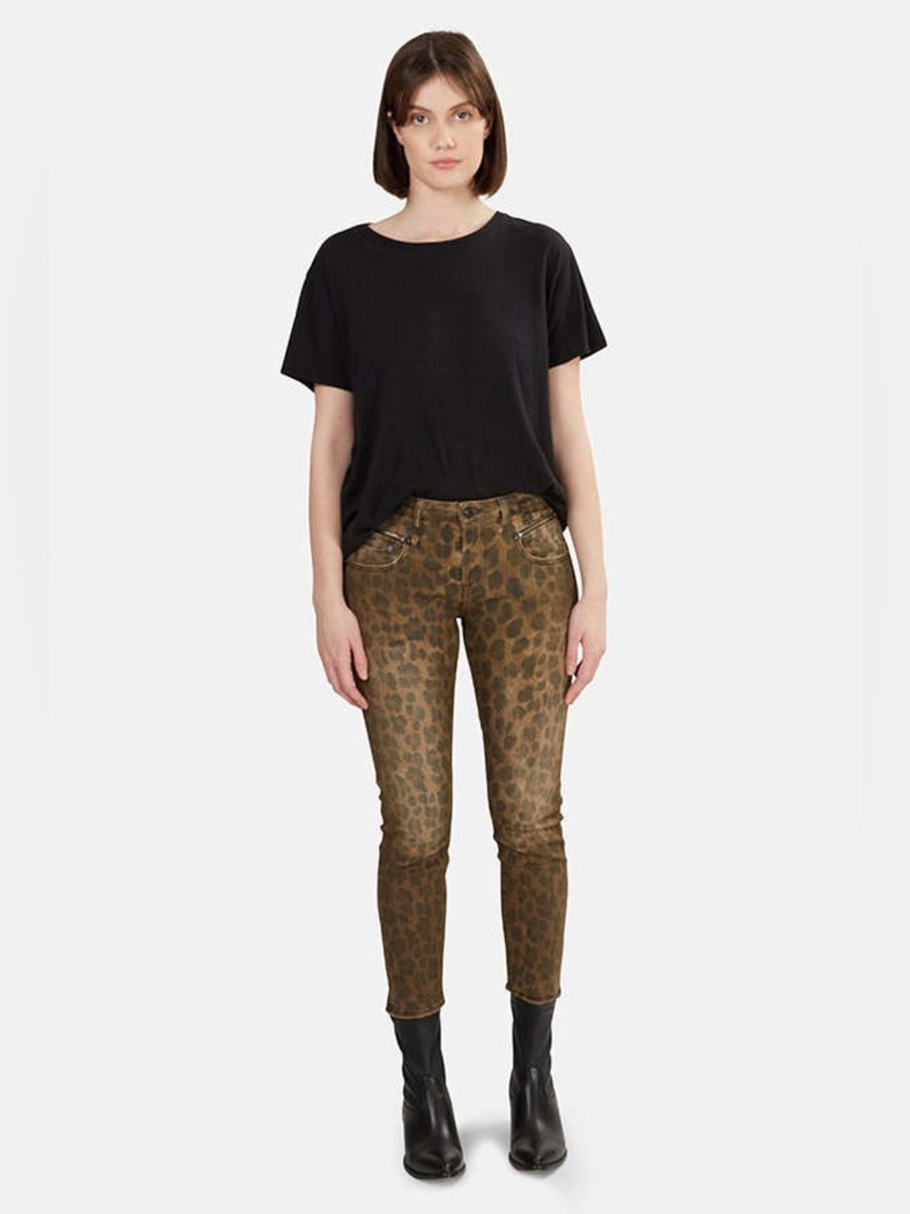 R13 Kate Skinny Leopard Print Distressed Jeans Made in Italy Size 27